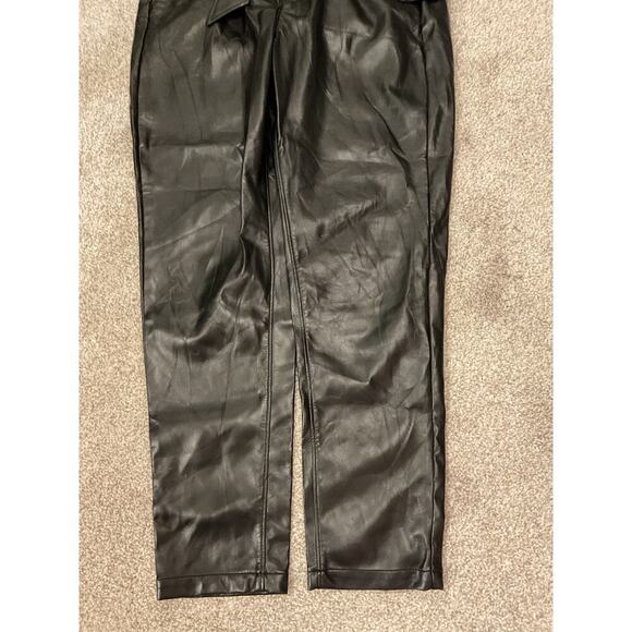 Express Black Faux Leather Ankle High Rise Paperbag Pants,4R - Picture 5 of 10